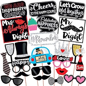 wobbox anniversary photo booth party props diy kit red gliter amp black anniversary party decoration
