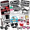 Wobbox Anniversary Photo Booth Party Props DIY Kit, Red Gliter &amp; Black, Anniversary Party Decoration