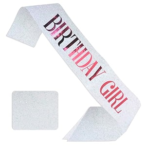 wobbox birthday girl sash happy birthday sash for girls birthday sash for kids its my birthday sash birthday decoration white amp pink glitter birthday girl 1 pcs fp3518