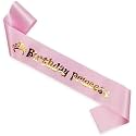 WOBBOX Birthday Satin Sash For Birthaday Decoration Theme Party Decoration, Sash (Pink &amp; Golden Birthday Princess)