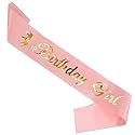 WOBBOX Birthday Satin Sash For Birthaday Decoration Theme Party Decoration, Sash (Pink &amp; Golden Crown Birthday Girl)
