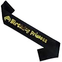 WOBBOX Birthday Girl Sash, Happy Birthday Sash, Birthday princess Sash, Birthday Sash For Kids, its my birthday Sash, Birthday Decoration, Black &amp; Golden Birthday Princess (1 Pcs) (FP3521)