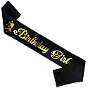 WOBBOX Birthday Satin Sash For Birthaday Decoration Theme Party Decoration, Sash (Black &amp; Golden Crown Birthday Girl)