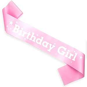 wobbox birthday satin sash for birthaday decoration theme party decoration sash pink amp white birthday girl
