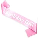 WOBBOX Birthday Satin Sash For Birthaday Decoration Theme Party Decoration, Sash (Pink & White Birthday Girl)