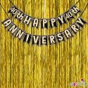 Wobbox Happy Anniversary Bunting Banner Black &amp; Copper Gold Text with Hanging Stars 40th Year with Golden Colour Foil Fringe, Anniversary Decoration for Home, Happy Anniversary Decoration Item