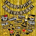 WOBBOX Happy Anniversary Bunting Banner Black &amp; Copper Gold Text with Hanging Stars 1st Year