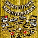 Wobbox Happy Anniversary Bunting Banner Black &amp; Copper Gold Text with Hanging Stars 25th Year with Happy Anniversary Party Props &amp; Golden Colour Foil Fringe, Happy Anniversary Decoration Item