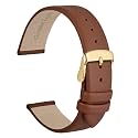 WOCCI 10mm Lug Width, Elegant Watch Band, Genuine Leather Replacement Strap with Gold Buckle (Terracotta Brown)