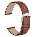 WOCCI 10mm Lug Width, Elegant Watch Band, Genuine Leather Replacement Strap with Silver Buckle (Terracotta Brown)