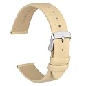 WOCCI 12mm Lug Width, Elegant Watch Band, Genuine Leather Replacement Strap with Silver Buckle (Cream)