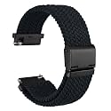 WOCCI 16mm Braided Nylon Watch Band for Men and Women, Quick Release, Black Stainless Steel Buckle (Black)