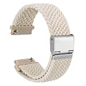 WOCCI 16mm Braided Nylon Watch Band for Men and Women, Quick Release, Silver Stainless Steel Buckle (Starlight)