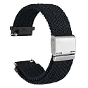 WOCCI 16mm Braided Nylon Watch Band for Men and Women, Quick Release, Silver Stainless Steel Buckle (Black)