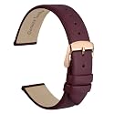WOCCI 16mm Lug Width, Elegant Watch Band, Genuine Leather Replacement Strap with Rose Gold Buckle (Dark Plum)