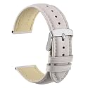 WOCCI 16mm Vintage Leather Watch Band for Men and Women, Silver Buckle (Ivory)