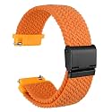WOCCI 18mm Braided Nylon Watch Band for Men and Women, Quick Release, Black Stainless Steel Buckle (Orange)