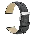 WOCCI 18mm Vintage Leather Watch Band for Men and Women, Silver Buckle (Dark Gray)