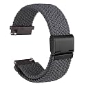 WOCCI 19mm Braided Nylon Watch Band for Men and Women, Quick Release, Black Stainless Steel Buckle (Grey)