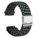 WOCCI 19mm Braided Nylon Watch Band for Men and Women, Quick Release, Silver Stainless Steel Buckle (Green Black)