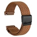 WOCCI 20mm Braided Nylon Watch Band for Men and Women, Quick Release, Black Stainless Steel Buckle (Brown)