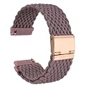 WOCCI 20mm Braided Nylon Watch Band for Men and Women, Quick Release, Rosegold Stainless Steel Buckle (Woodrose)