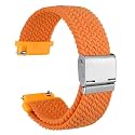 WOCCI 20mm Braided Nylon Watch Band for Men and Women, Quick Release, Silver Stainless Steel Buckle (Orange)