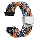 WOCCI 20mm Braided Nylon Watch Band for Men and Women, Quick Release, Silver Stainless Steel Buckle (Camo)