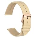 WOCCI 20mm Lug Width, Elegant Watch Band, Genuine Leather Replacement Strap with Rose Gold Buckle (Cream)