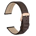 WOCCI 20mm Lug Width, Elegant Watch Band, Genuine Leather Replacement Strap with Rose Gold Buckle (Dark Coffee)
