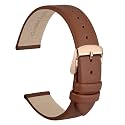 WOCCI 20mm Lug Width, Elegant Watch Band, Genuine Leather Replacement Strap with Rose Gold Buckle (Terracotta Brown)