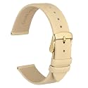 WOCCI 20mm Lug Width, Elegant Watch Band, Genuine Leather Replacement Strap with Gold Buckle (Cream)