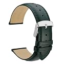 WOCCI 20mm Vintage Leather Watch Band for Men and Women, Silver Buckle (Green)