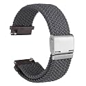WOCCI 22mm Braided Nylon Watch Band for Men and Women, Quick Release, Silver Stainless Steel Buckle (Grey)