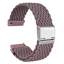 WOCCI 22mm Braided Nylon Watch Band for Men and Women, Quick Release, Silver Stainless Steel Buckle (Woodrose)