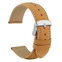 WOCCI 14mm Vintage Leather Watch Band for Men and Women, Silver Buckle (Black)