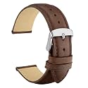 WOCCI 24mm Vintage Leather Watch Band for Men and Women, Silver Buckle (Dark Brown)