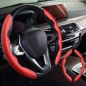 WOCOCN 2pcs Car Steering Wheel Cover,Anti-Skid Carbon Fiber, Red