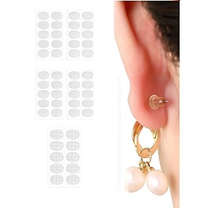 woffely 200 pcs premium earlobe support patches for heavy earrings ear lobe support tape ear stickers for heavy earrings amp big jhumkas  big ear hole closer tape amp ear support for heavy earrings