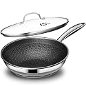 Wok Pan - 304 Stainless Steel Woks & Stir-fry Pans Nonstick - PFOA-Free Cookware - Hybrid 12.41 inch Nonstick Wok with Lid for Induction, Kitchen Essentials, Dishwasher and Oven Safe