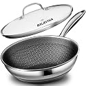 Wok Pan - 304 Stainless Steel Woks &amp; Stir-fry Pans Nonstick - Hybrid 10.8 inch Nonstick Wok with Lid for Induction, All Stoves, PFOA-Free Cookware, Kitchen Essentials, Dishwasher and Oven Safe