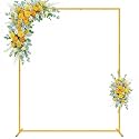 Wokceer Backdrop Stand Square Wedding Arch 6.6FT x 5.2FT Gold Metal Balloon Arch Backdrop Stand for Wedding Ceremony Birthday Party Baby Shower Photo Booth Background Decor