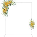 Wokceer Square Backdrop Stand White Metal Wedding Arch Stand 6.6FT x 5.2FT