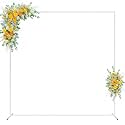 Wokceer Square Backdrop Stand White Metal Wedding Arch Stand 6.6FT x 6.6FT