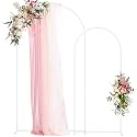 Wokceer Wedding Arch Backdrop Stand 7.2FT,6FT White Metal Arch Stand Set