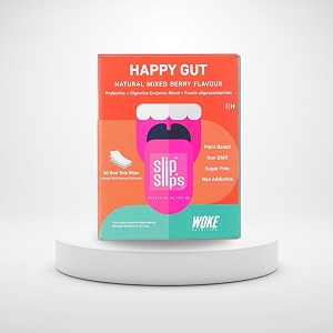 happy gut 30 oral melting strips - probiotic supplement with 5 billion cfu clinically approved strain with digestive enzymes  for digestive relief bloating  for men amp women