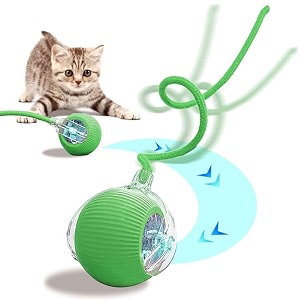 cat toys for indoor cats interactive cat ball toy kitten toy automatic moving dog ball with cotton tail smart 360 self rolling dog toy rechargerable green