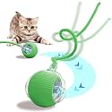 Cat Toys for Indoor Cats, Interactive Cat Ball Toy, Kitten Toy Automatic Moving Dog Ball with Cotton Tail, Smart 360° Self Rolling Dog Toy Rechargerable (Green)