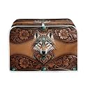 Wolf Print Toaster Oven Dust Cover 2 Slice Wide Slot Anti Fingerprint Microwave Toaster Oven Cover for Kitchen Counter Kitchen Small Appliance Covers