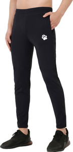 Wolf Runner Solid Men Black Track Pants